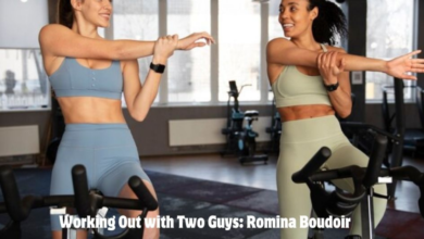 working out with two guys . romina boudoir